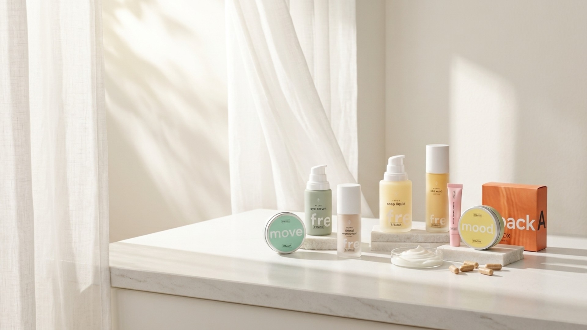 RINGANA product lineup on a marble sill